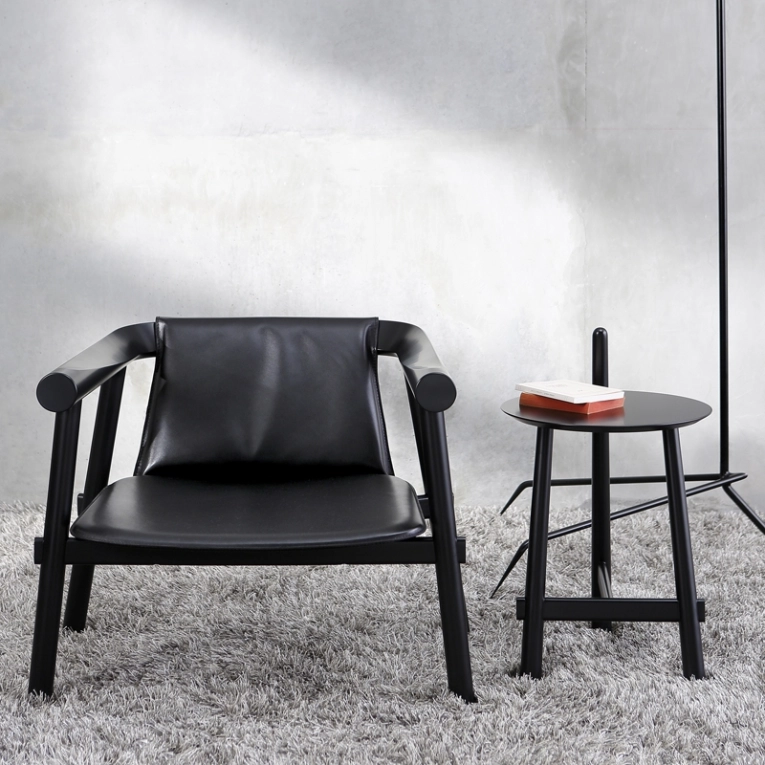 Table d'appoint guéridon ALTAY Plateau noir  Piètement noir COEDITION