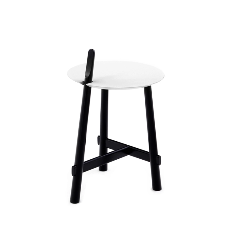 Table d'appoint guéridon ALTAY Plateau blanc  Piètement noir COEDITION