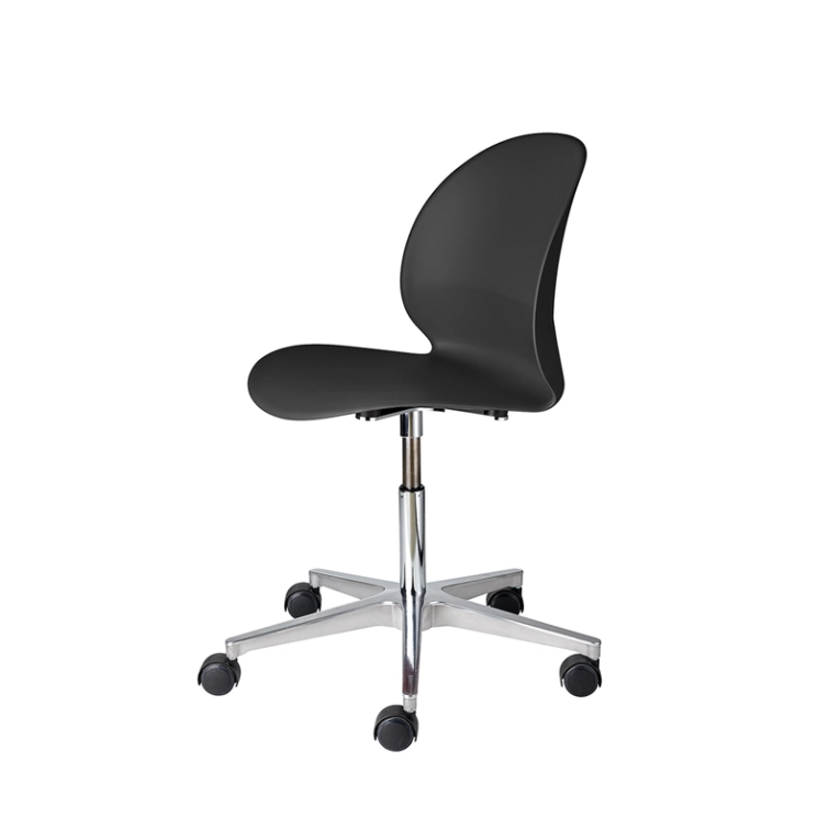 Chaise N02  RECYCLE piètement roulettes Noir FRITZ HANSEN