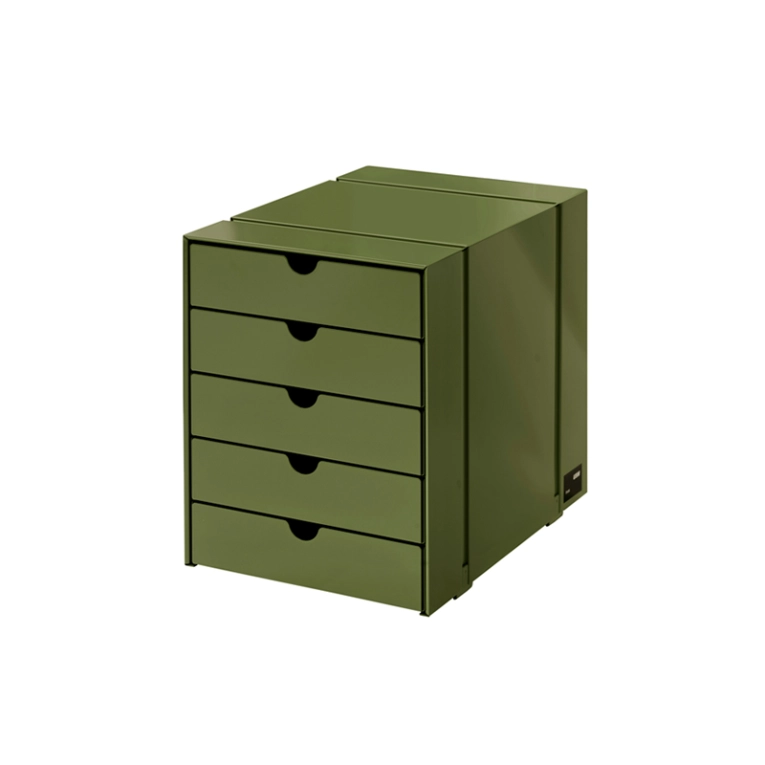 Petit rangement Boite USM INOS 5 tiroirs Vert olive USM HALLER