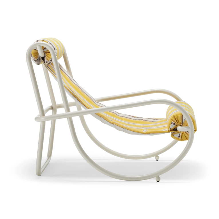 Fauteuil extérieur Fauteuil LOCUS SOLUS 1964 Rayures jaunes Como JACQUEMUS & EXTETA