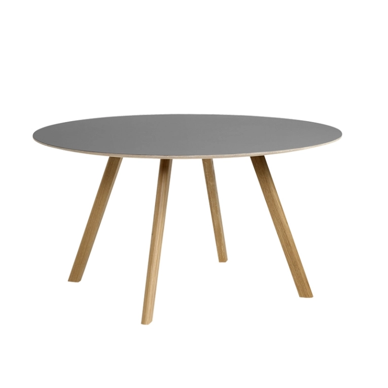 Table COPENHAGUE ROUND TABLE CPH25  Ø140 Lino gris/ chêne vernis à base d'eau HAY