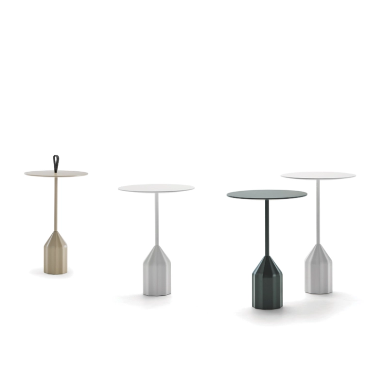 Table d'appoint guéridon BURIN MINI avec poignée Blanc VICCARBE