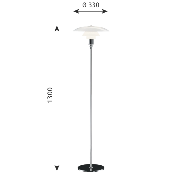 Lampadaire PH 3 ½/2 ½  Chromé haute brillance LOUIS POULSEN