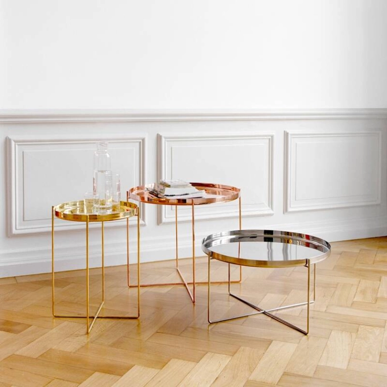 Table d'appoint guéridon CM05 HABIBI Ø 37 x H 47 Inox E15