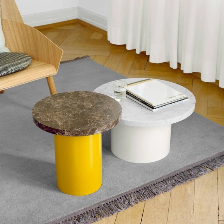 Table d'appoint guéridon CT09 ENOKI Ø 40 x H 40 Marron/ jaune E15