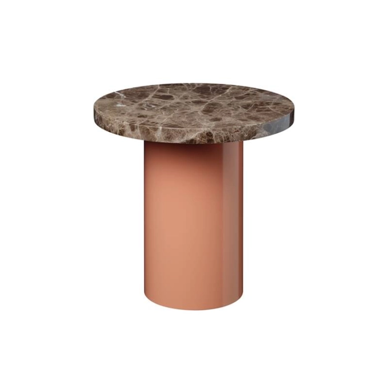 Table d'appoint guéridon CT09 ENOKI Ø 40 x H 40 Marron/ beige rouge E15