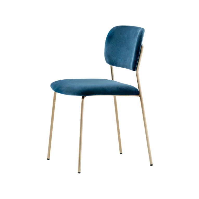 Chaise JAZZ 3719 Lot de 2 Bleu E03/ laiton PEDRALI
