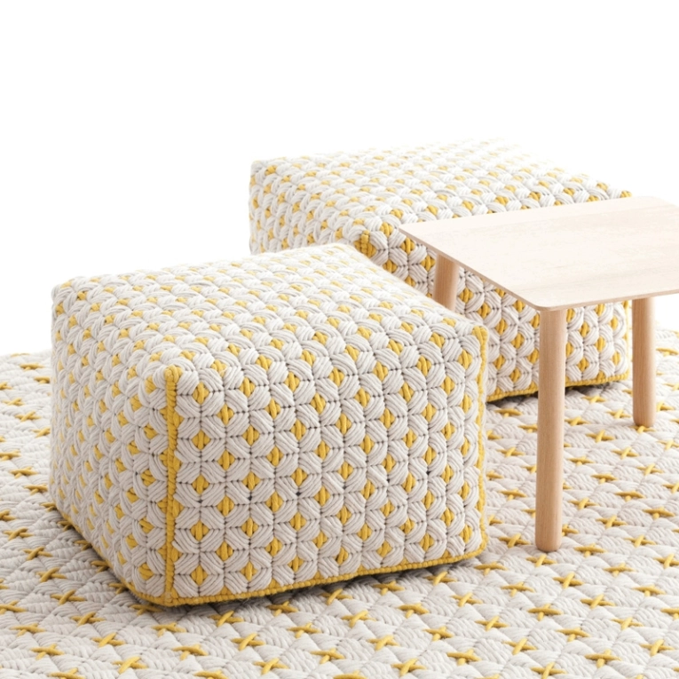 Pouf SILAÏ 61x61 Blanc GAN