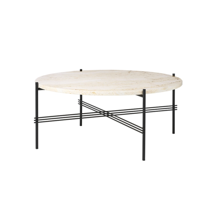 Table basse TS COFFEE Ø 80 Travertin blanc neutre GUBI