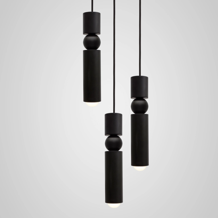 Suspension FULCRUM CHANDELIER 3 PIECES Noir mat LEE BROOM
