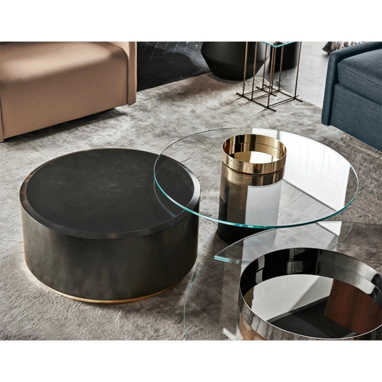 Table basse HAUMEA M Laiton/ laiton bruni/ bois laqué noir GALLOTTI & RADICE