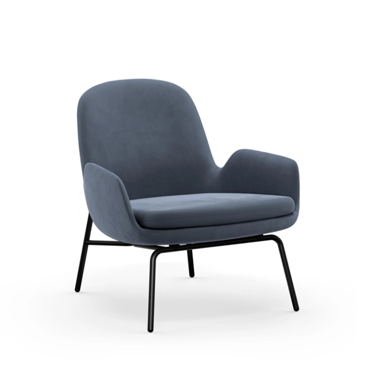 Fauteuil ERA LOW pieds acier City Velvet 50 Normann Copenhagen