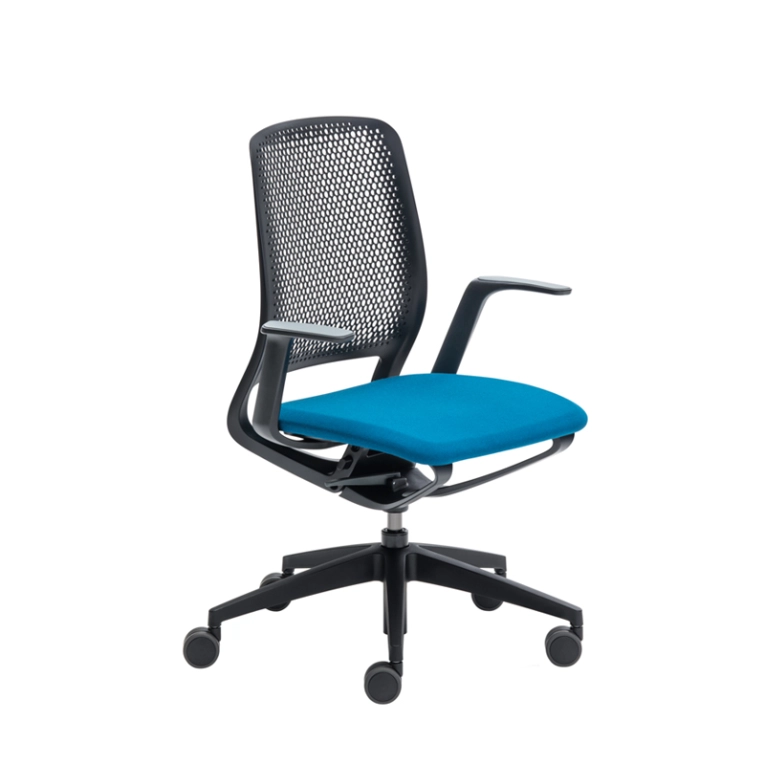 Fauteuil de bureau SE:MOTION assise rembourrée Bleu 67004/ structure noire SILVERA PRO