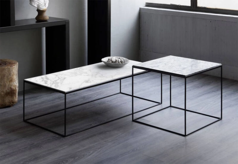 Table basse SLIM MARBLE Marbre Carrara blanc ZEUS