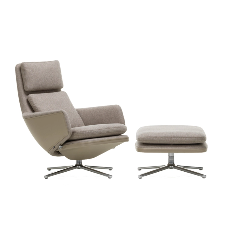 Fauteuil GRAND RELAX & OTTOMAN Tissu Fossil 02/ sable 07 VITRA