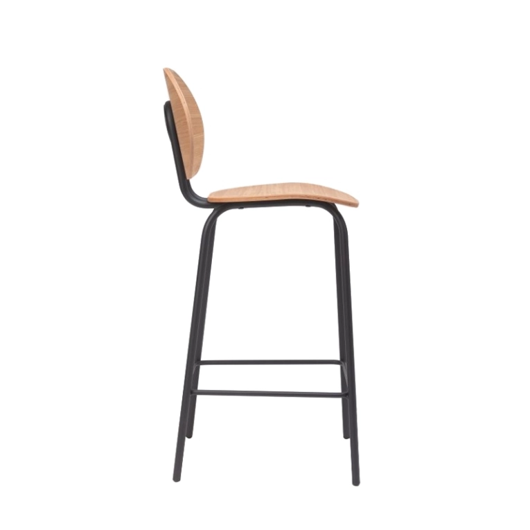 Tabouret haut HARI bois Chêne naturel/ époxy noir ONDARRETA