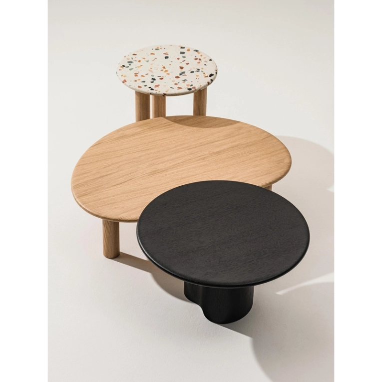 Table d'appoint guéridon GHIA Ø 50 3 pieds terrazzo Terrazzo clair/ chêne ARPER