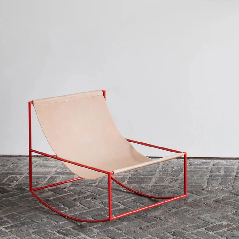 Fauteuil ROCKING CHAIR Cuir/Rouge VALERIE OBJECTS