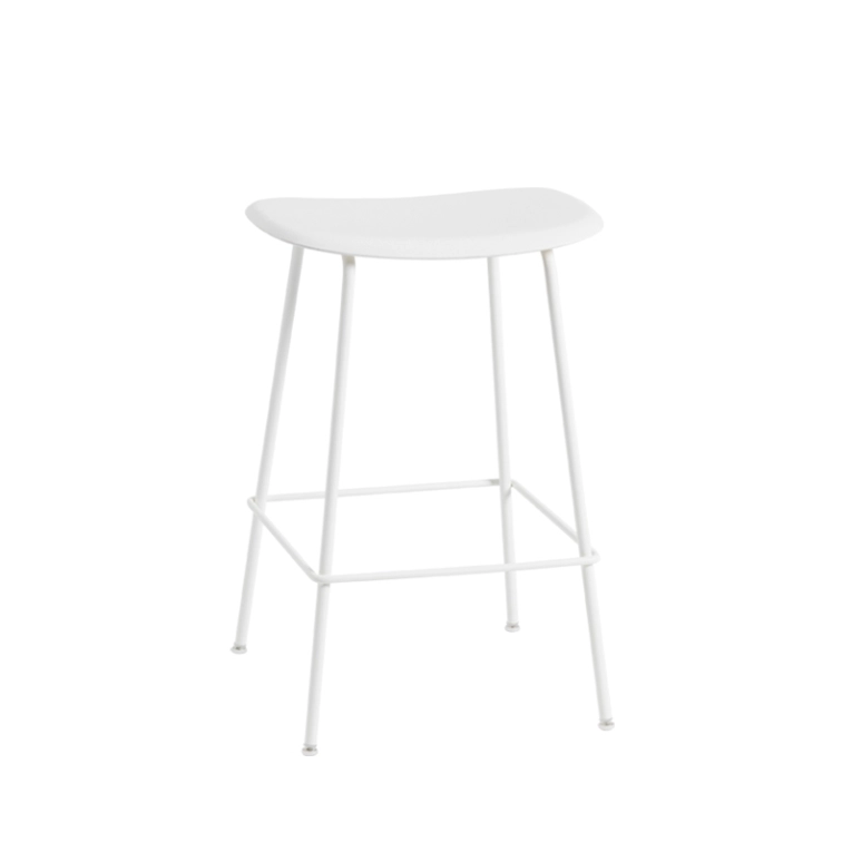 Tabouret haut FIBER BAR STOOL pieds acier Blanc MUUTO