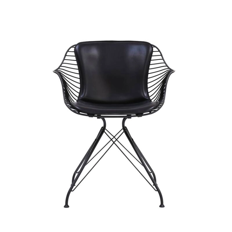 Chaise WIRE DINING CHAIR Noir/ Cuir Elegance noir OVERGAARD & DYRMAN