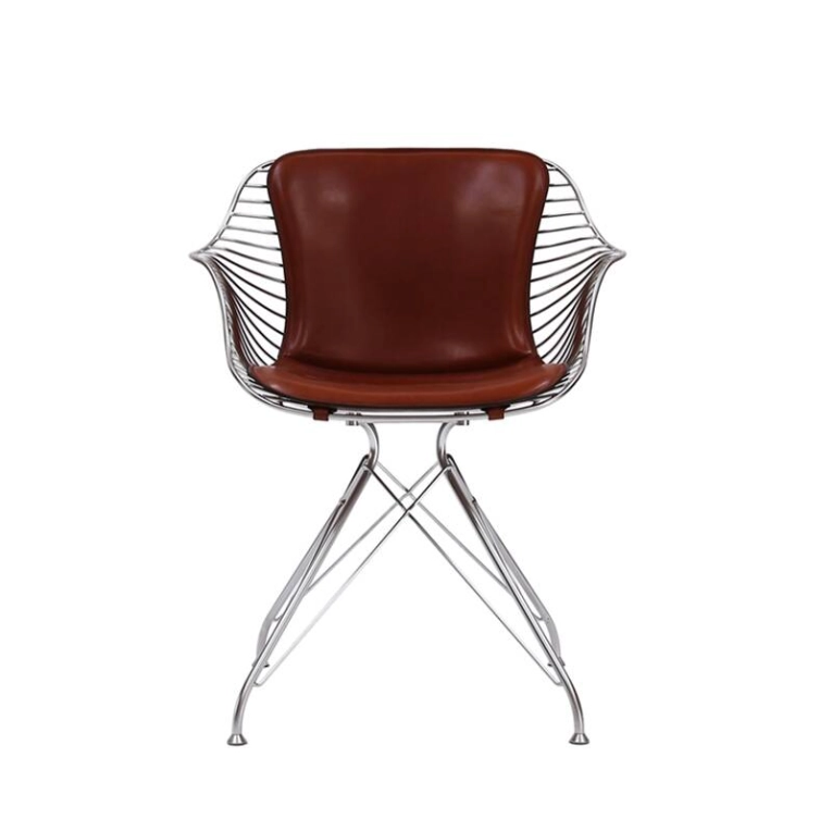 Chaise WIRE DINING CHAIR Chrome/ Cuir Horizon Cognac OVERGAARD & DYRMAN