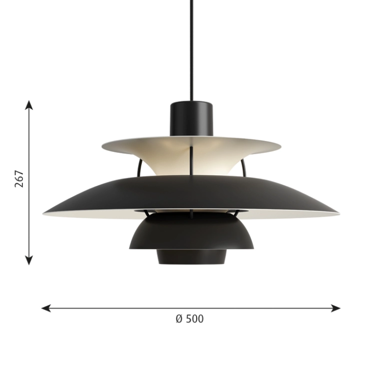 Suspension PH 5 Monochrome noir LOUIS POULSEN