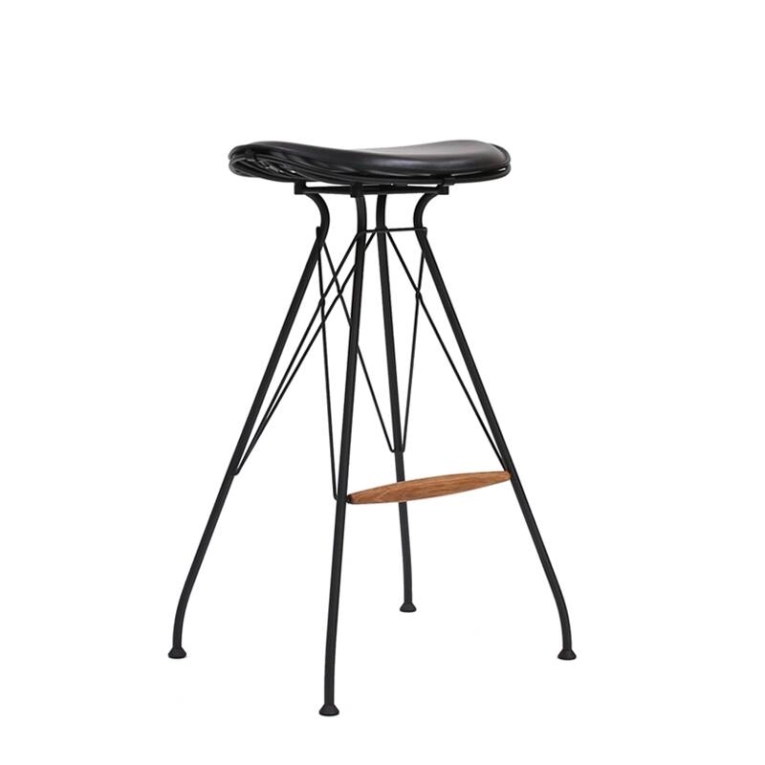 Tabouret haut WIRE BARSTOOL HIGH Noir/ Cuir Elegance noir OVERGAARD & DYRMAN