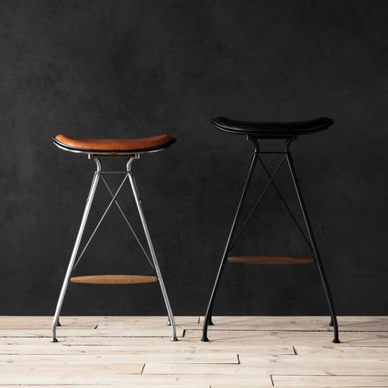 Tabouret haut WIRE BARSTOOL HIGH Chrome/ Cuir Elegance Whiskey OVERGAARD & DYRMAN
