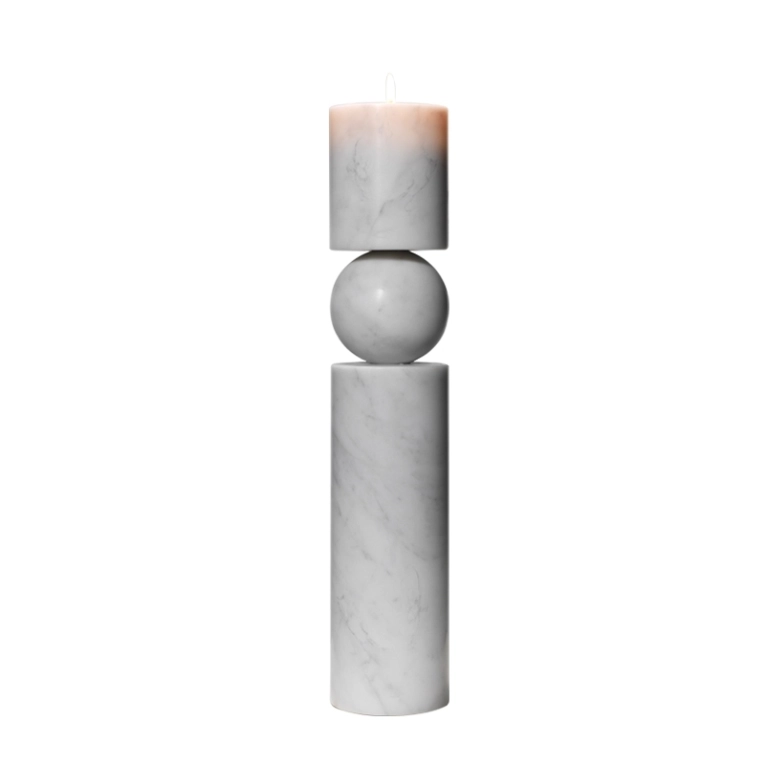 Photophore, bougeoir et bougie Chandelier FULCRUM MARBRE Large Blanc LEE BROOM