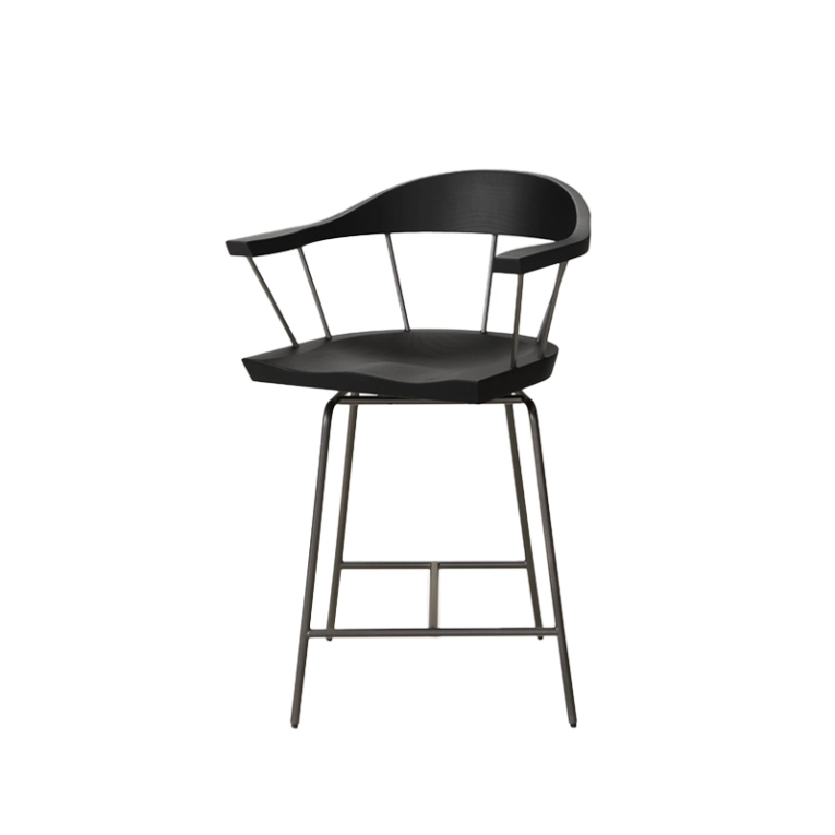 Tabouret haut SPINDLE H 61 Frêne ébène/ bronze BASSAMFELLOWS