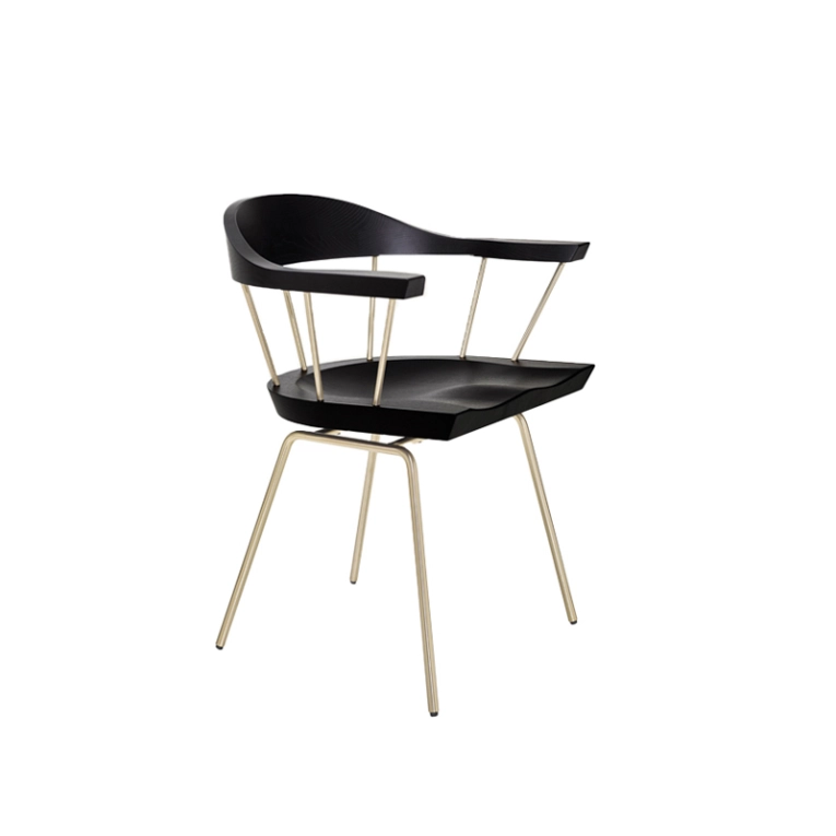 Chaise SPINDLE Frêne ébène/ laiton satiné BASSAMFELLOWS