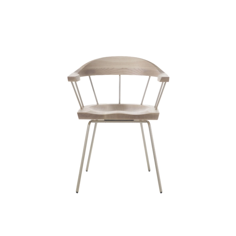 Chaise SPINDLE Frêne blanchi/ nickel satiné  BASSAMFELLOWS