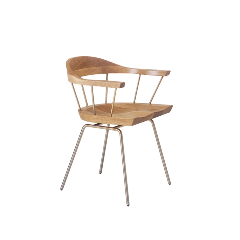 Chaise SPINDLE Chêne/ laiton satiné BASSAMFELLOWS