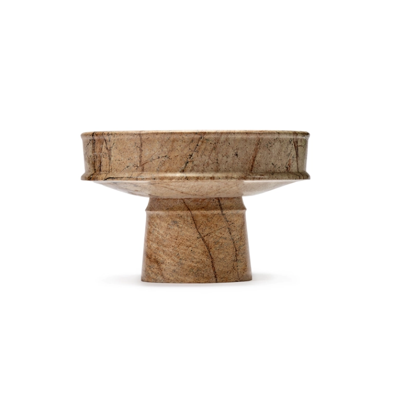 Centre de table & corbeille Plateau haut DUNE Marbre marron SERAX
