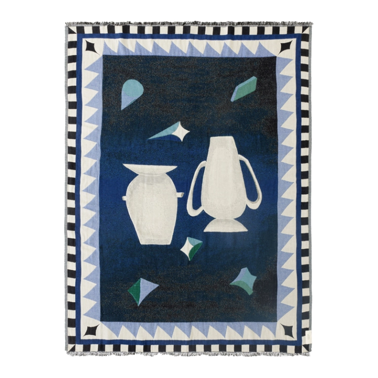 Plaid Plaid MOMENTO JH46 Bleu minuit AND TRADITION