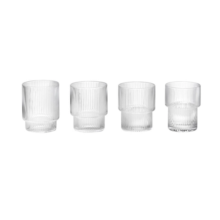 Carafe & verre Set de 4 verres RIPPLE Transparent FERM LIVING