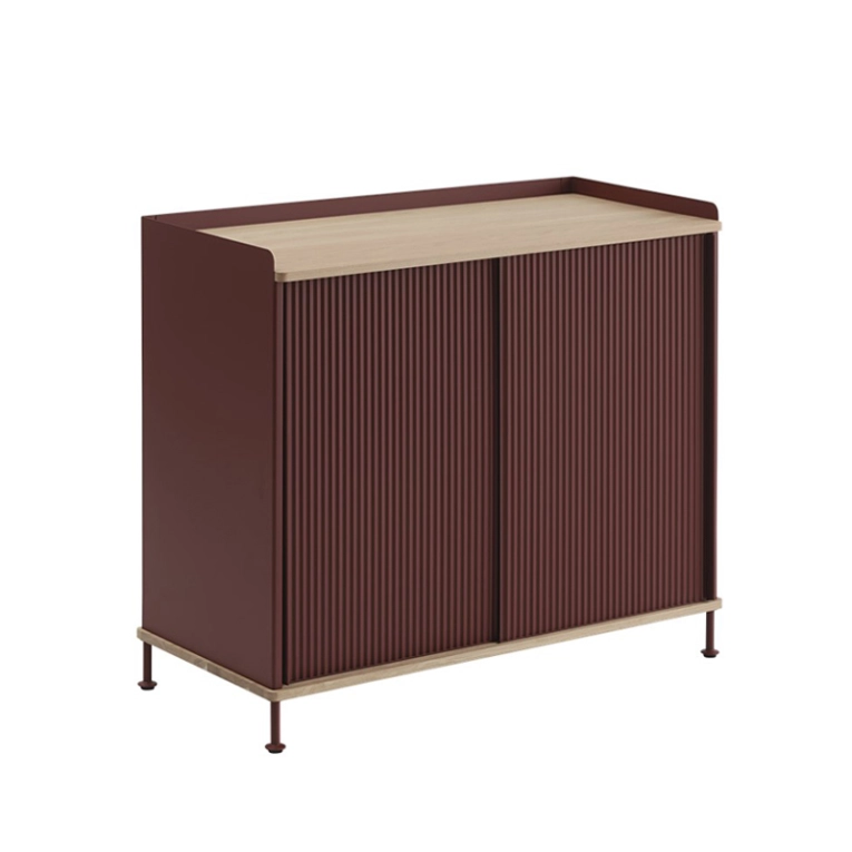 Meuble de rangement ENFOLD Buffet L 100 Chêne/ rouge foncé MUUTO
