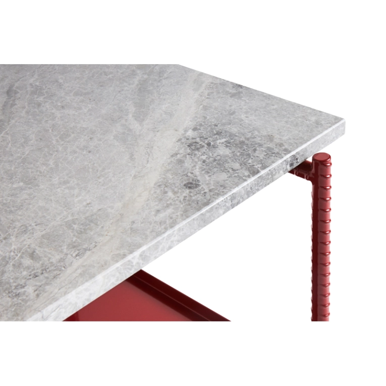 Table d'appoint guéridon REBAR 75x44 Marbre gris/ rouge HAY