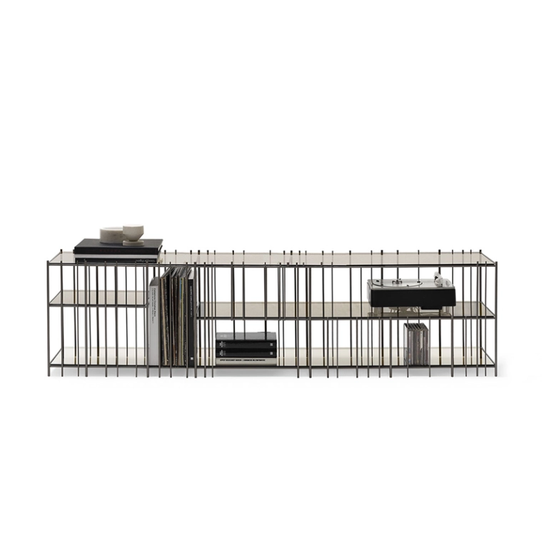 Meuble de rangement METRICA TV Métal bruni/ verre bronze MOGG