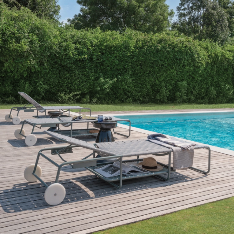 Bain de soleil, chaise longue et hamac Bain de soleil INOUT 883 Blanc/ sangles grises GERVASONI