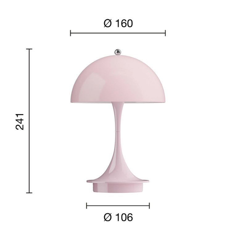 Lampe sans fil PANTHELLA 160 PORTABLE V3 Rose pâle opal LOUIS POULSEN