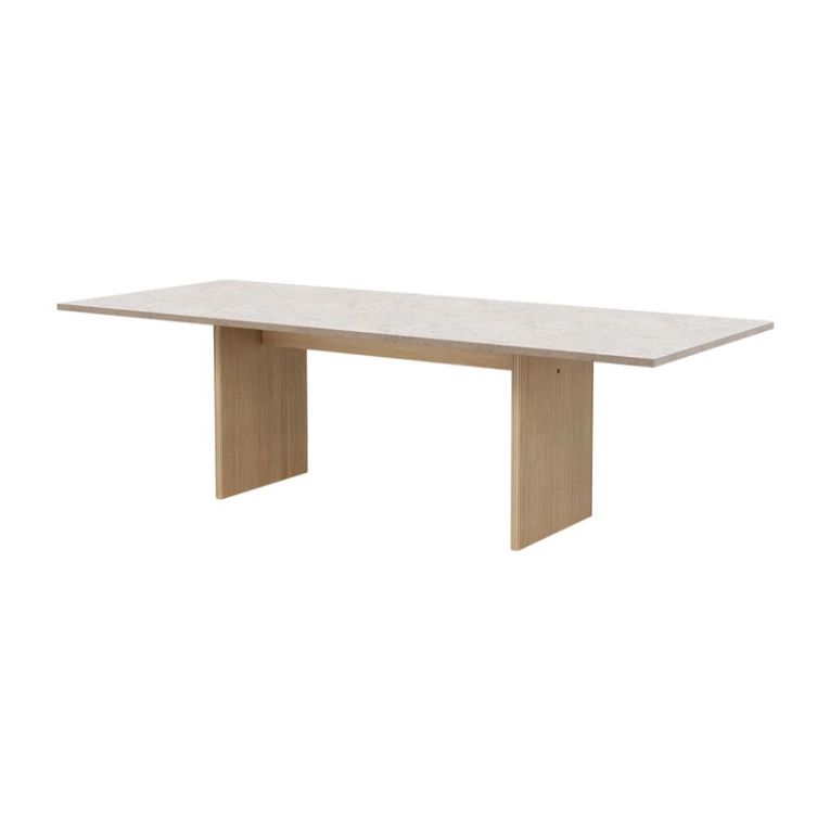 Table CABIN SQUARE Pierre calcaire Jura gris-bleu / Chêne clair VIPP