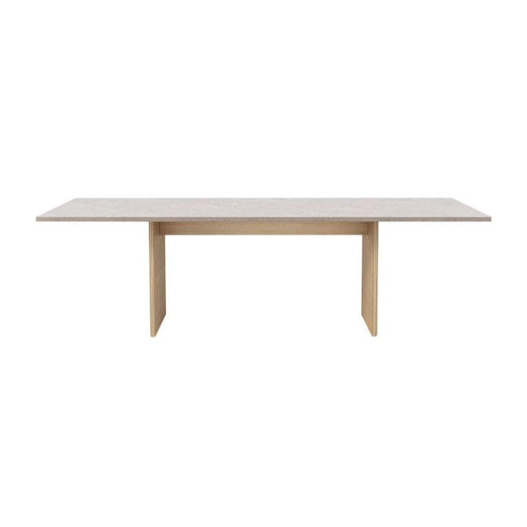 Table CABIN SQUARE Pierre calcaire Jura gris-bleu / Chêne clair VIPP