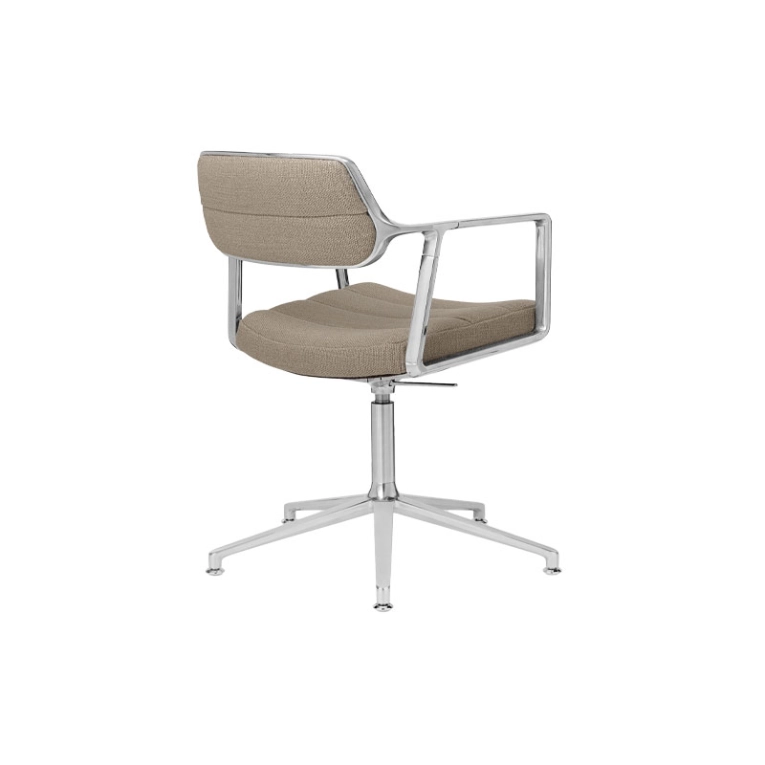 Fauteuil de bureau SWIVEL CHAIR à patins Tissu sable foncé / Aluminium poli VIPP