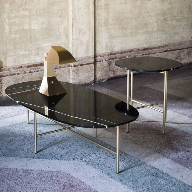 Table d'appoint guéridon SOAP Marbre Sahara noir TACCHINI