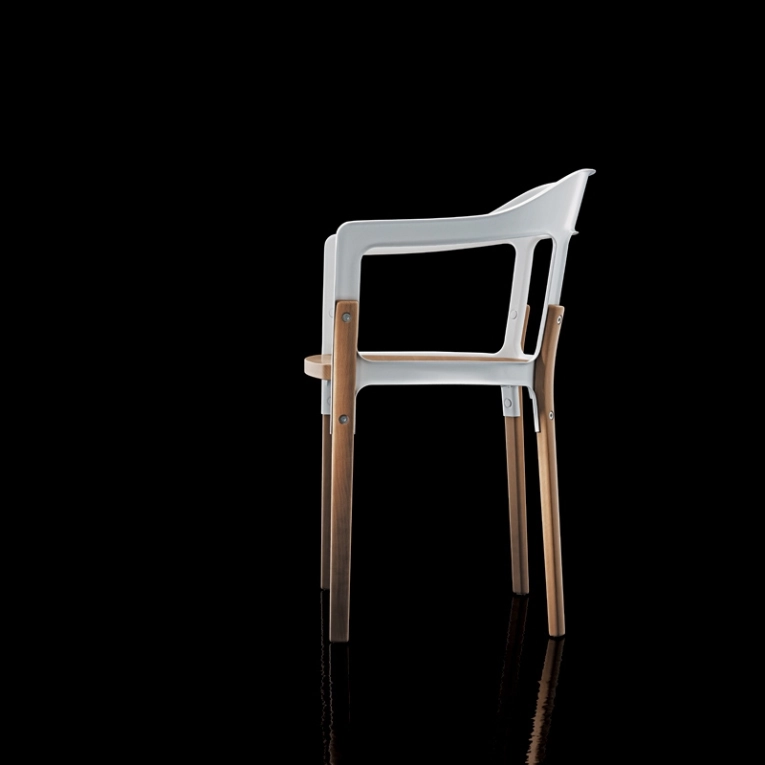 Chaise STEELWOOD Blanc, bois MAGIS