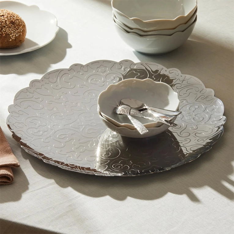 Plateau, plat Plateau rond DRESSED Inox ALESSI