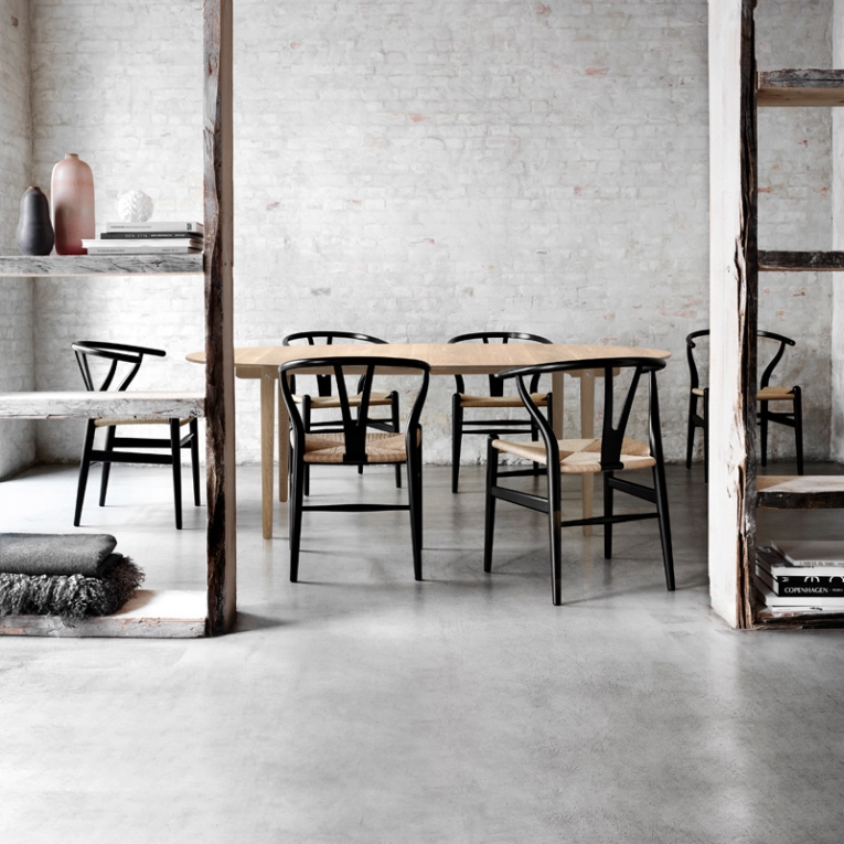 Chaise WISHBONE ARMCHAIR CH24 Chêne teinté noir/ corde naturelle CARL HANSEN