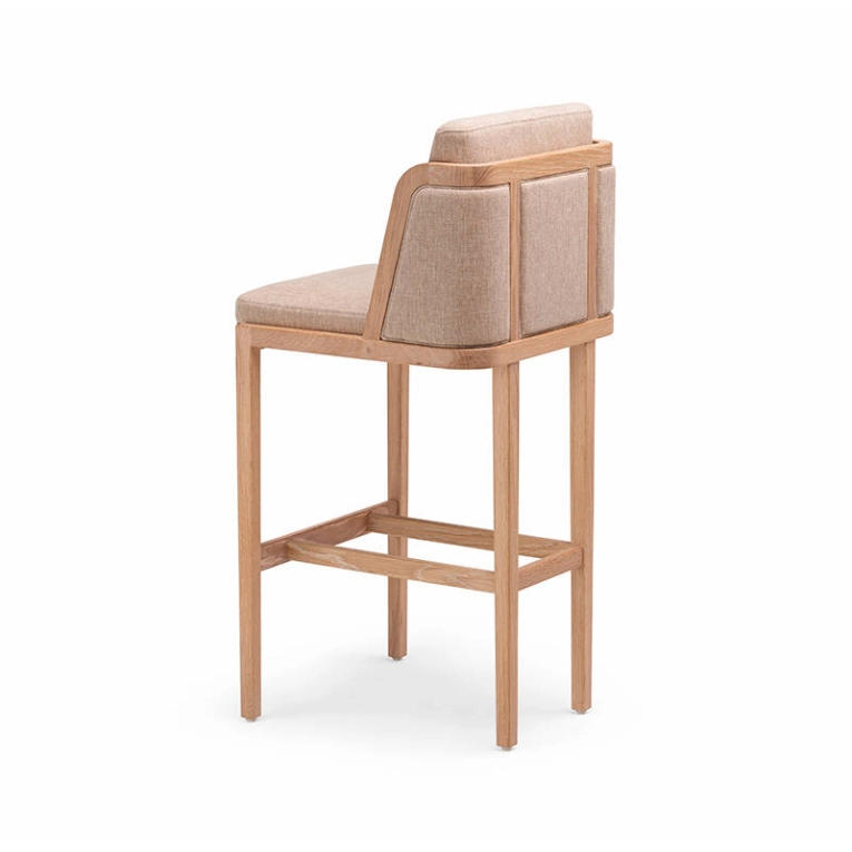 Tabouret haut THRONE dossier tissu Chêne huilé blanc / Clay 010 DE LA ESPADA
